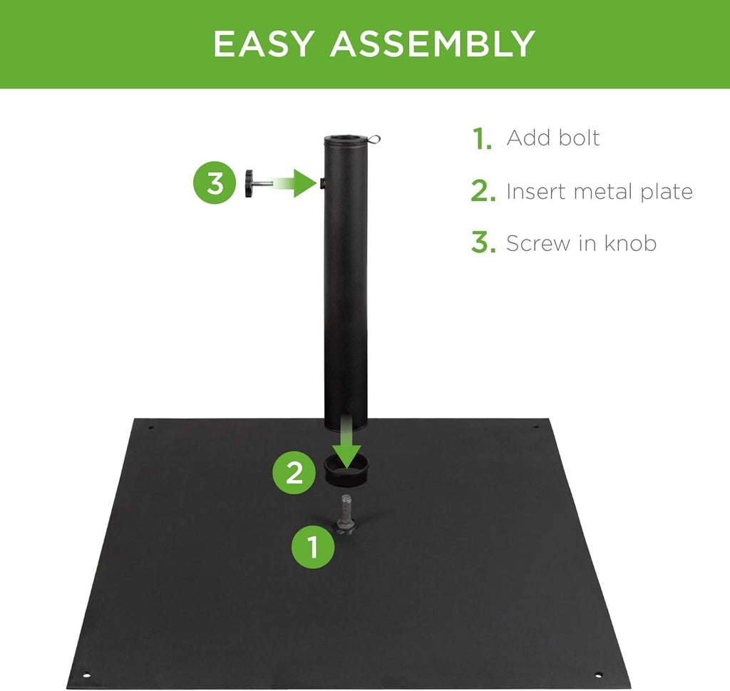 Best Choice Products 38.5lb Steel Umbrella Base - Square Weighted Patio Stand for Market Umbrellas | Black