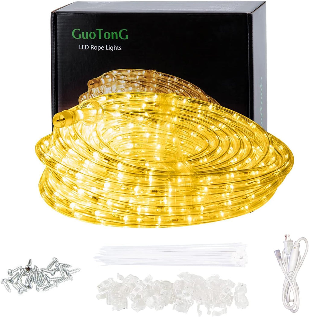 Skiennix 50ft LED Rope Lights - 540 Warm White LEDs, Waterproof & Connectable for Indoor/Outdoor Use