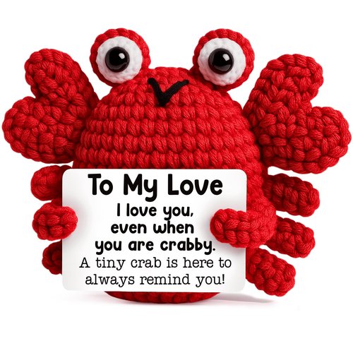 GiftMark Anniversary Mothers Day Birthday Gifts for Women Men, to My Love Gifts for Boyfriend Girlfriend Wife Husband, Emotional Positive Crochet Crab Anniversary Birthday Gift for Him Her Couple