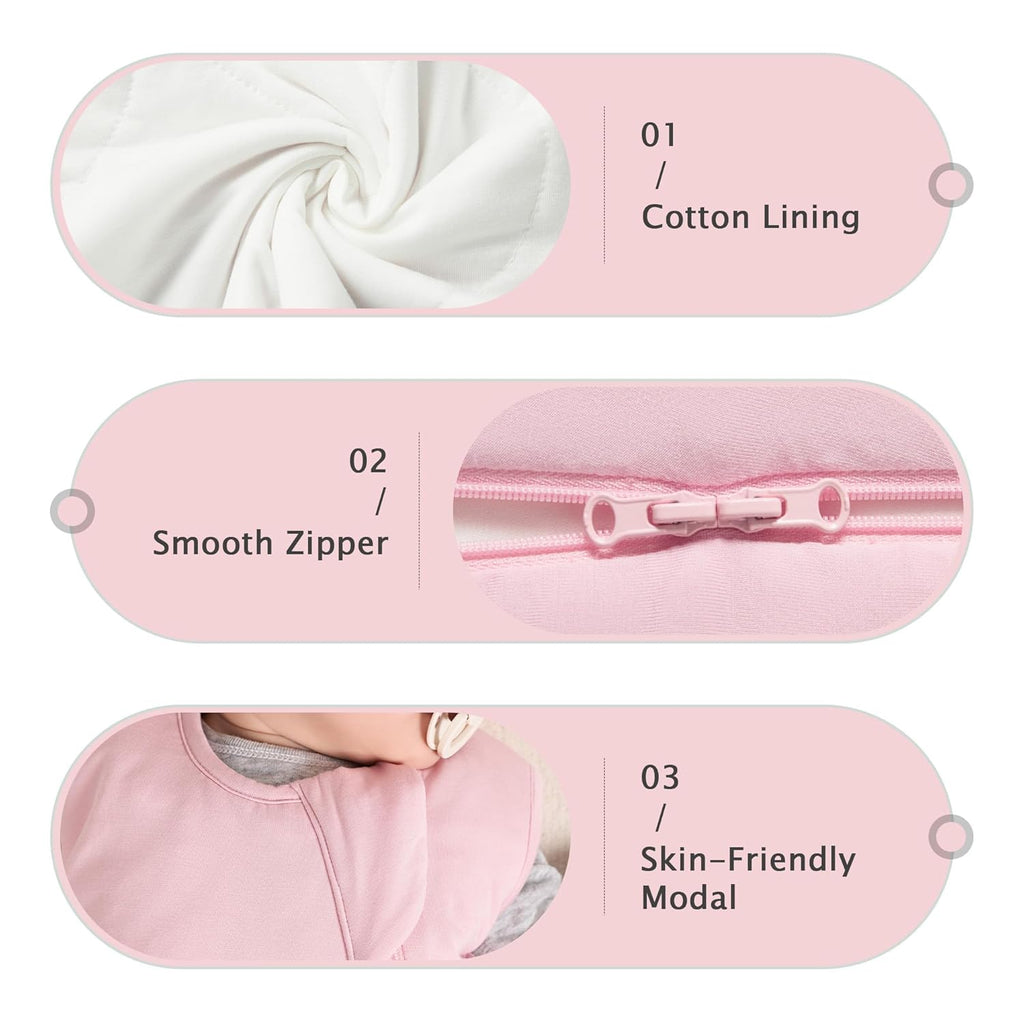 Skiennix Sleep Sack | 1.0 TOG Wearable Blanket for 6-18 Months | Lightweight Bamboo Rayon, Pink, M