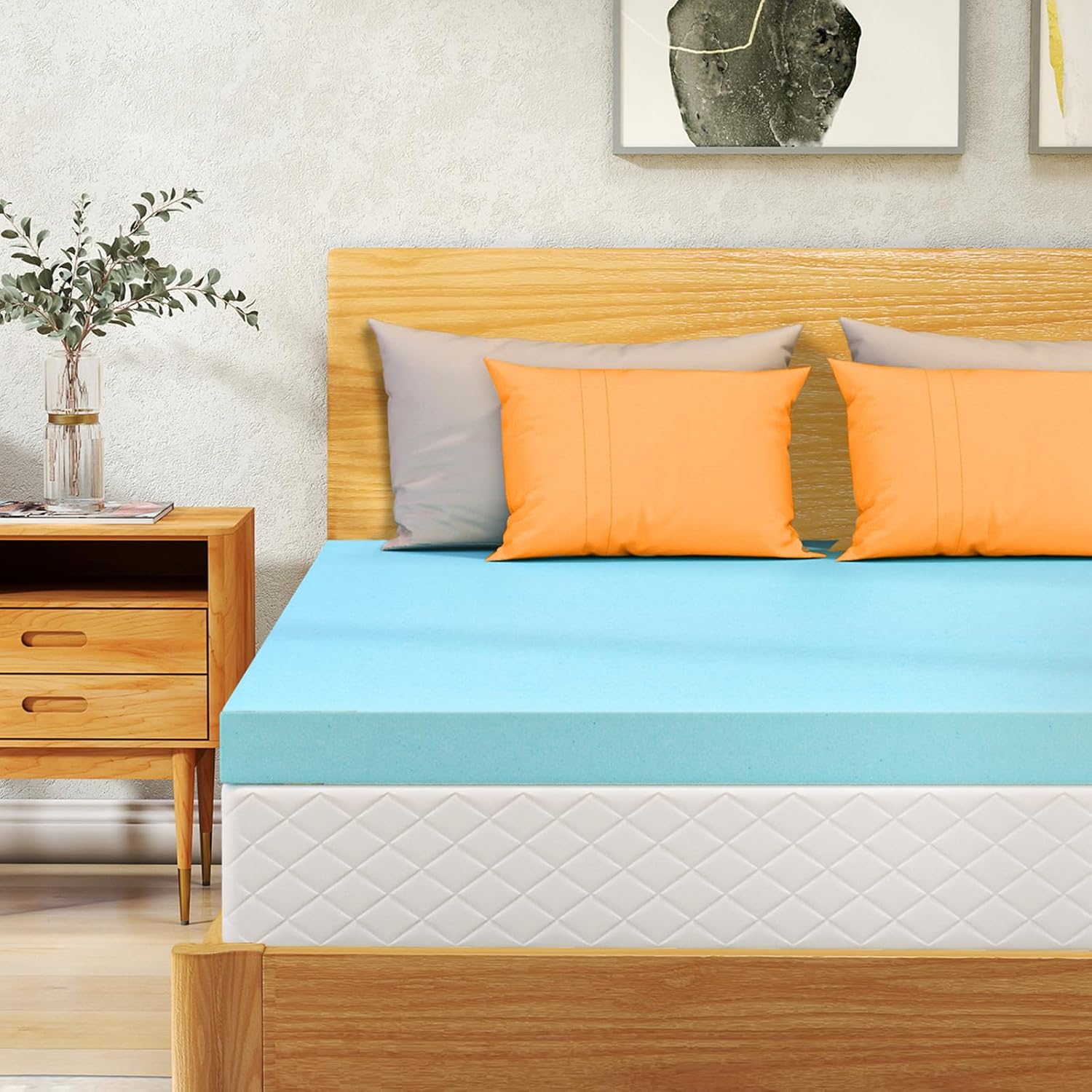 VALUXE Queen Mattress Topper - 3 Inch Cooling Gel Memory Foam for Back Pain Relief | Soft, Breathable Design