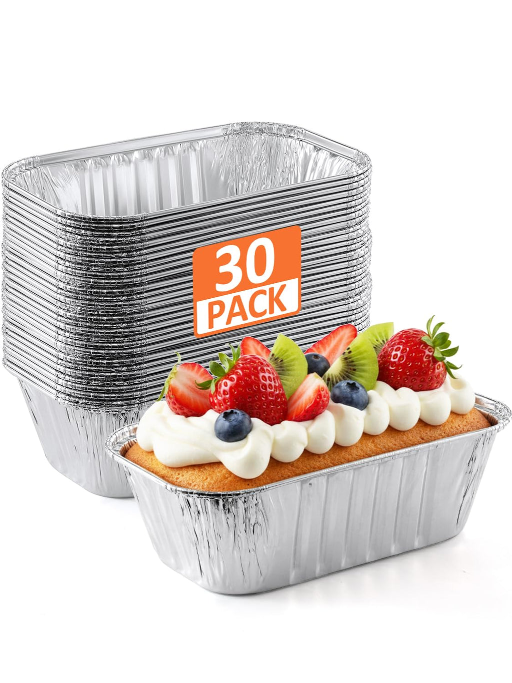 NEEBAKE 30 Pack 6x3.5x2 Disposable Aluminum Loaf Pans - 1 Lb Mini Loaf Pans, Small Aluminum Tin Foil Baking Pan, Food Containers for Baking, Cakes, Bread, Meat, Loaves