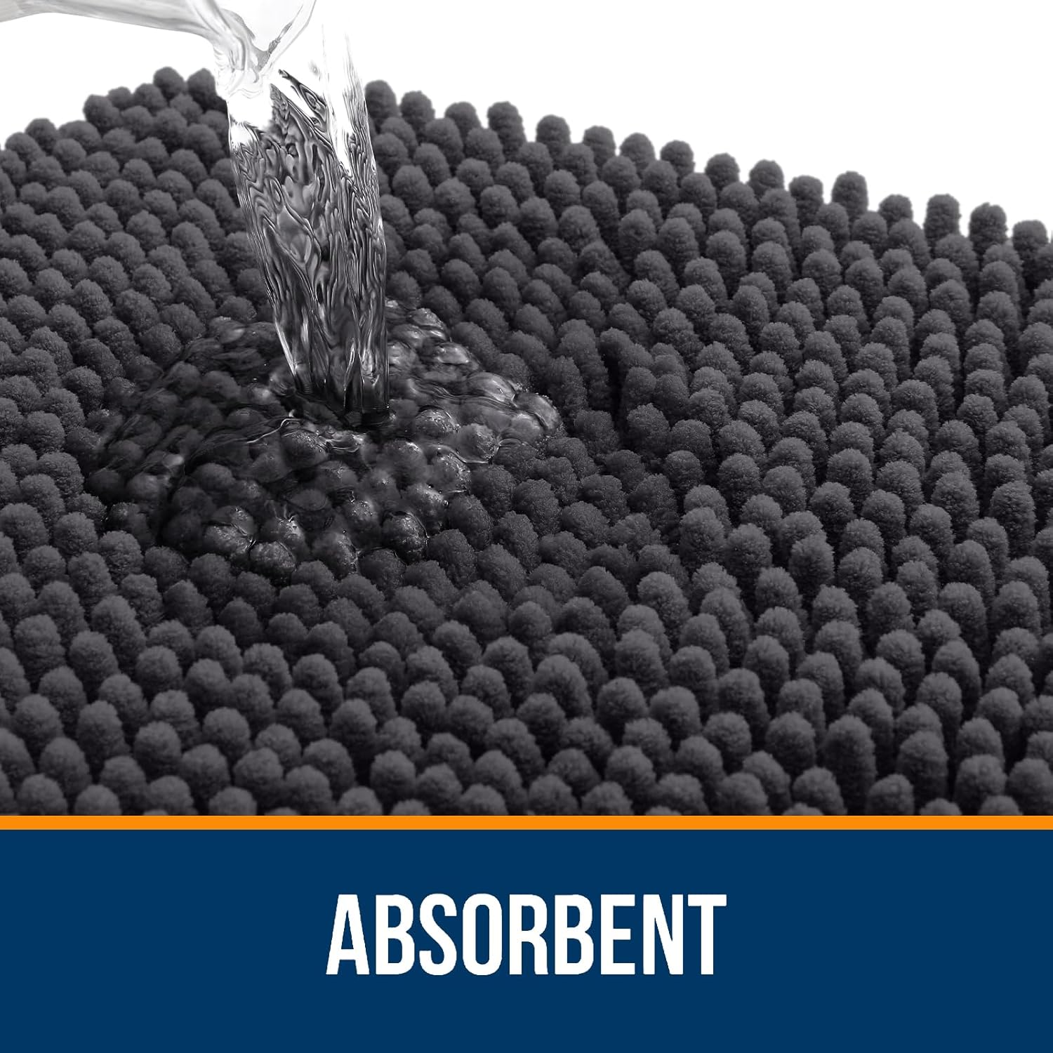 OLANLY Bathroom Runner Rugs - Soft Absorbent Chenille | Quick-Dry, Machine Washable 47x20, Dark Grey