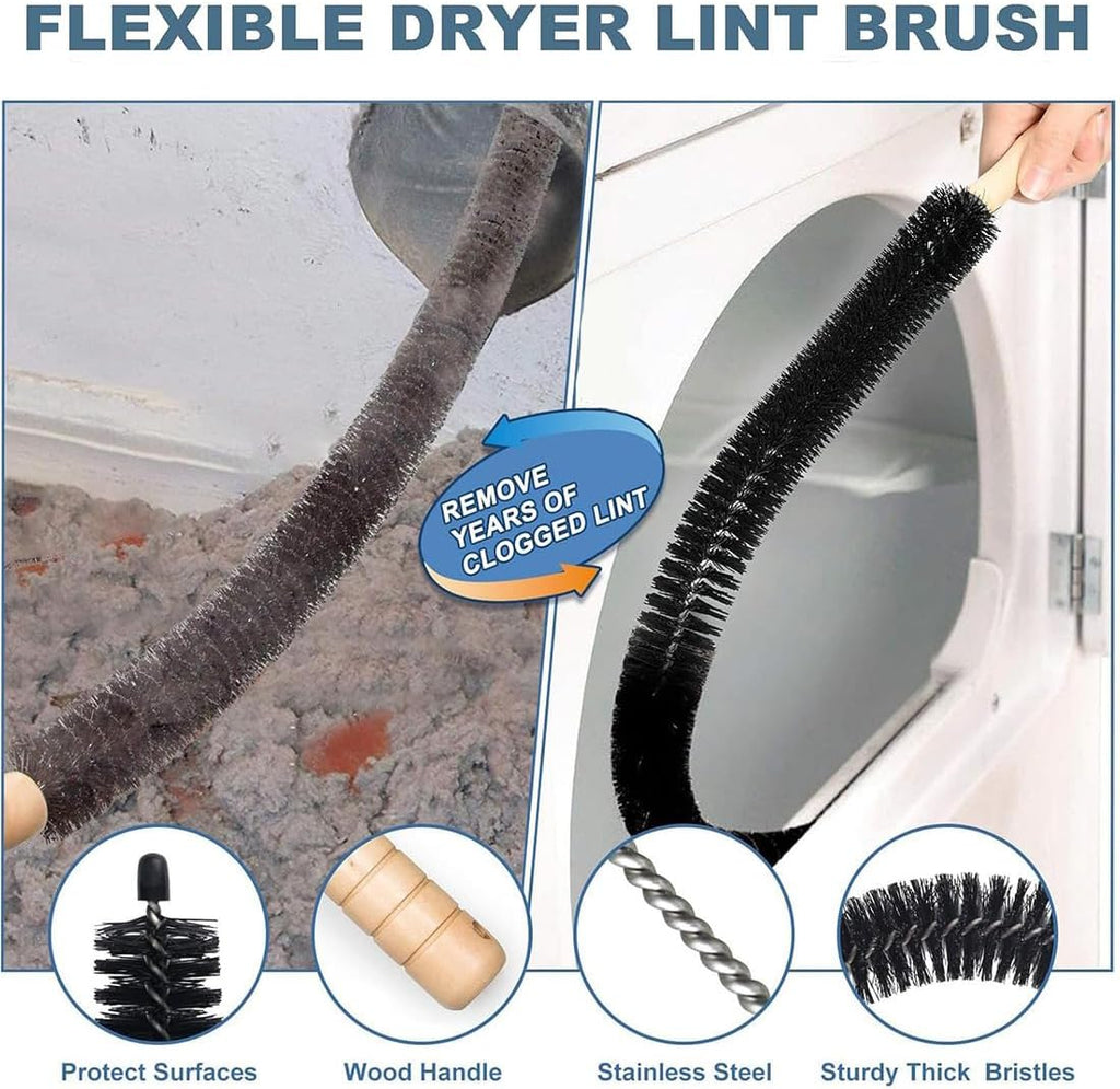 Skiennix Dryer Vent Cleaning Kit - Universal Lint Vacuum Attachment with Flexible Brush | Fits All Vacuum Cleaners