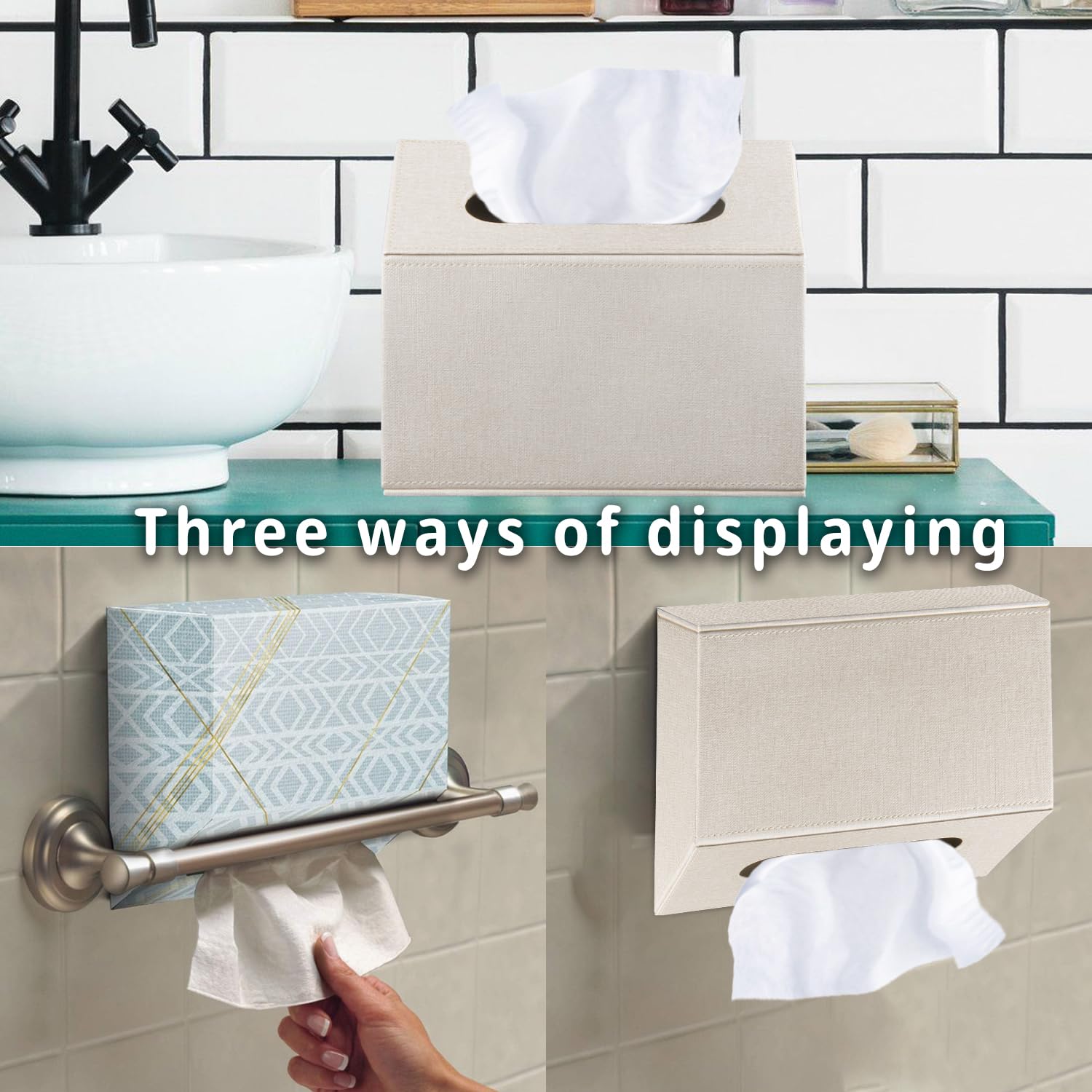 Hand Towels Box Cover Holder,PU Leather Hand Towel Case Compatible with Kleenex Disposable Paper Hand Towels
