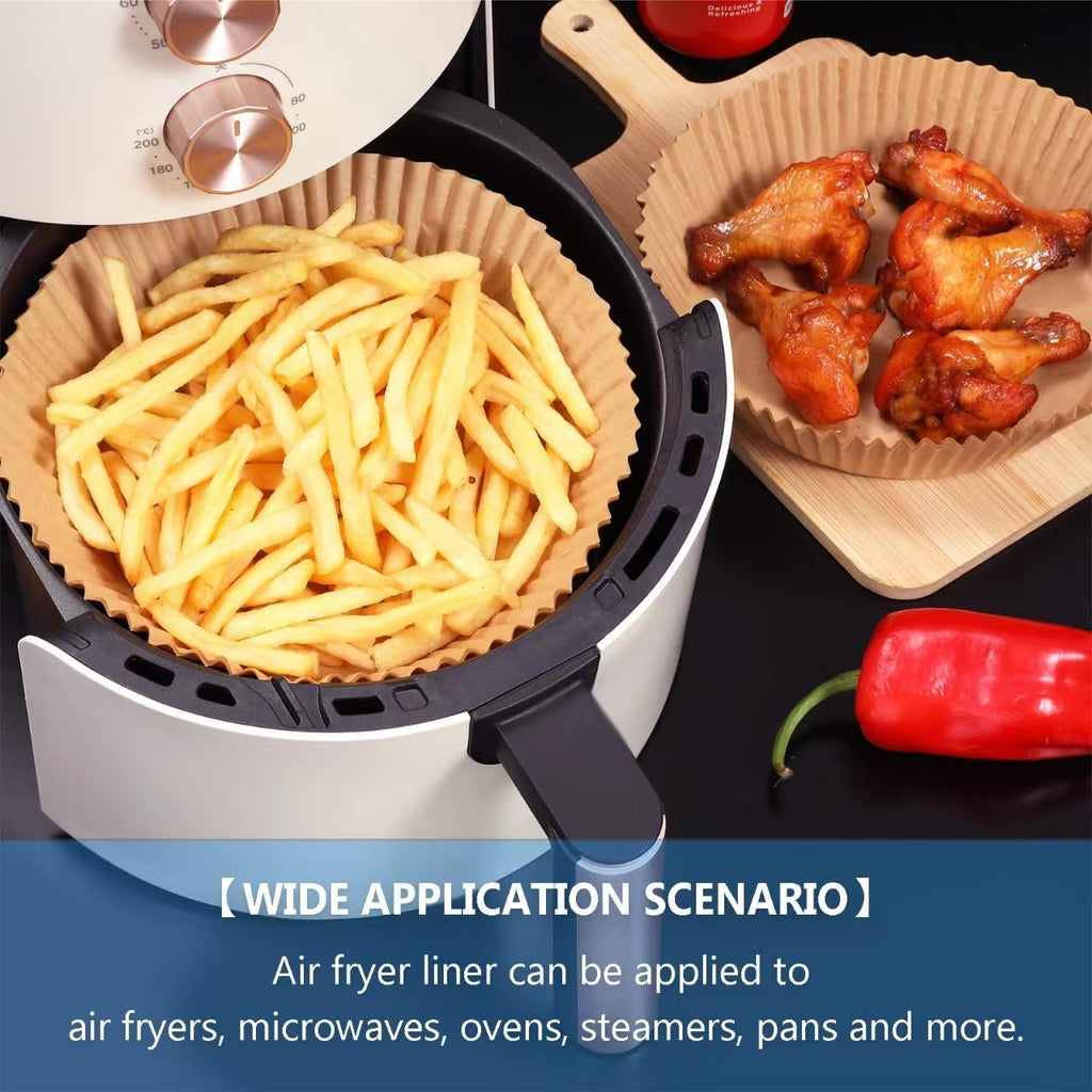 Skiennix Air Fryer Paper Liners - Non-Stick Disposable Parchment for 3-5QT Air Fryers | 100PCS, 6.5 Inch