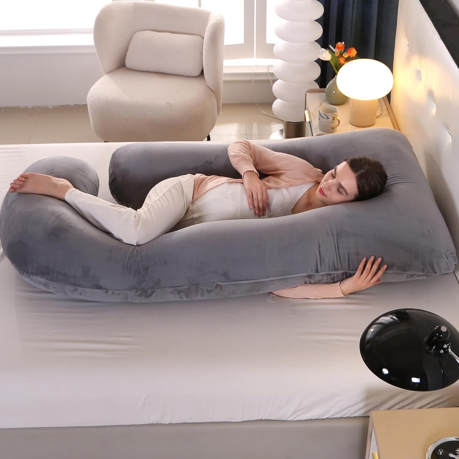 Victostar Pregnancy Pillow - 57-Inch U-Shaped Maternity Pillow for Full Body Support | Removable Cover