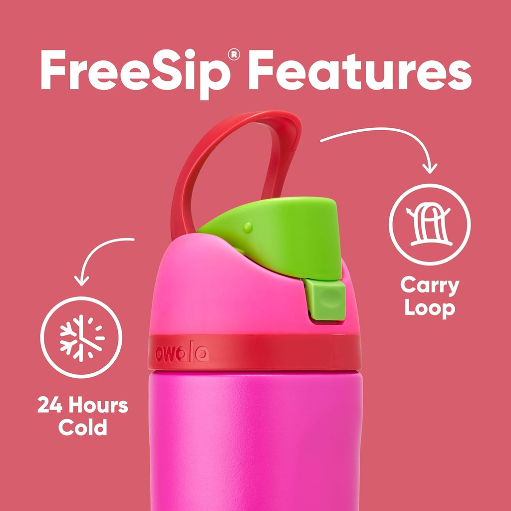 Owala Kids FreeSip Insulated Stainless Steel Water Bottle - BPA-Free, 16 oz, All the Berries - Perfect for Travel
