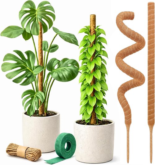 Craft911 Moss Pole Monstera Plant Support - 2 Pack 28” Bendable Stakes for Climbing Indoor Plants