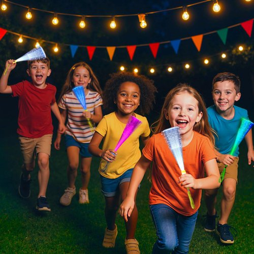 LovesTown 24PCS Glow Sticks Party Supplies, 3 Modes Colorful Flashing Glow in the Dark Toys LED Light Up Sticks Fiber Optic Wand for Kids Party Favors Birthday Wedding