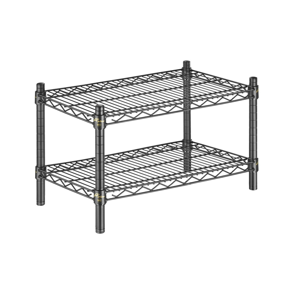 APLSS 12" D x 42" W x 14" H Black Heavy Duty Wire Shelving with 2 Tier Shelves, NSF Certified, Height Adjustable, Wet&Dry Environments, for Kitchen Garage Walk-in Cooler&Freezer, 800lbs Capacity