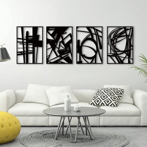 Glamativity Large Black Abstract Metal Wall Art - Minimalist 3D Textured Sculptures | Perfect for Living Room & Bedroom (22.5")
