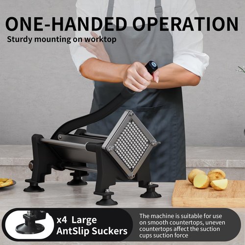 French Fry Cutter, Stainless Steel Potato Cutter with 1/4Inch Blades, Commercial French Fries Slicer for Whole Potatoes, Carrots, Cucumbers(1/4 Inch Blade)