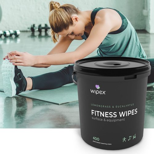 Wipex Fitness Wipes Bucket Refill Roll - Plant-based Fitness Equipment Wipes, Lemongrass, Eucalyptus & Vinegar to Clean Surfaces, Yoga Mat & Gym Cleaner and Peloton Bikes, 400 Count (Pack of 1)