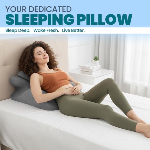 BNTHN Memory Foam Wedge Pillow - Ergonomic Reading & Bed Wedge Pillow for Sleeping, Back Support, Acid Reflux, and Leg Elevation - Multi-Level Support with Removable & Washable Cover (Gray)