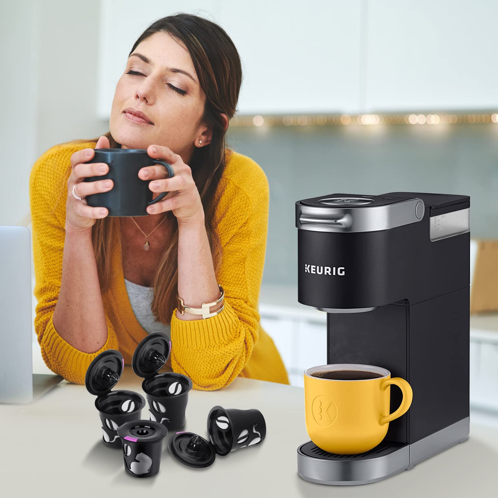 Reusable K Cups for K-Mini/K-Duo/K-Express, 2 Pack K Cup Reusable Coffee Pods for K-eurig, BPA Free Refillable Single K Cups for K-eurig 1.0 & 2.0 Series