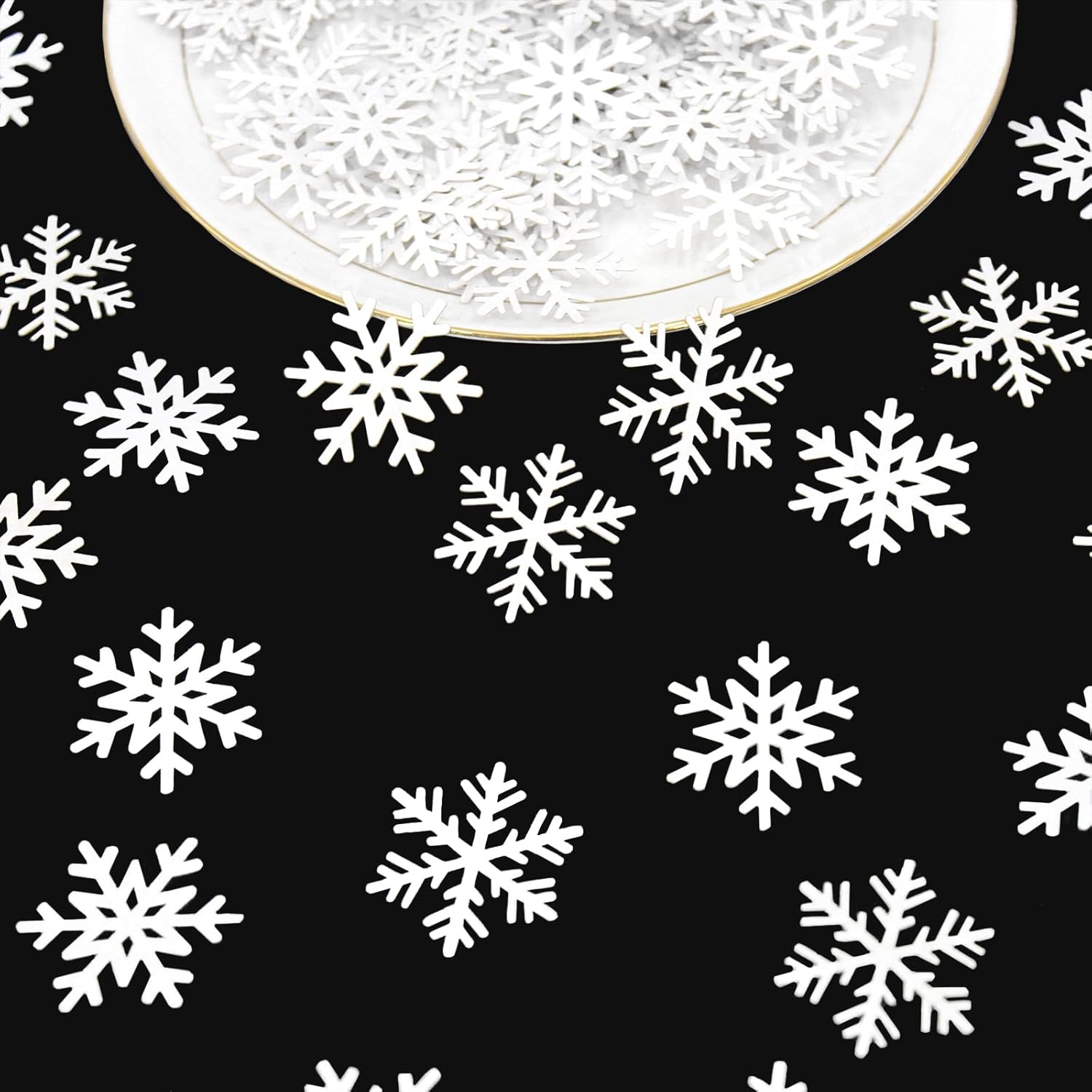 Skiennix 200PC White Snowflake Confetti - Perfect for Winter Wonderland Parties & Holiday Decor