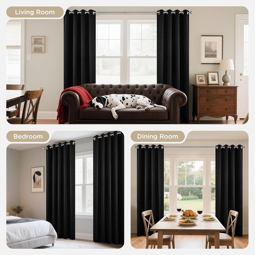Joydeco Blackout Curtains - 84 Inch Thermal Insulated Light Blocking Drapes | Noise Reducing & Wrinkle-Free, 2 Panels
