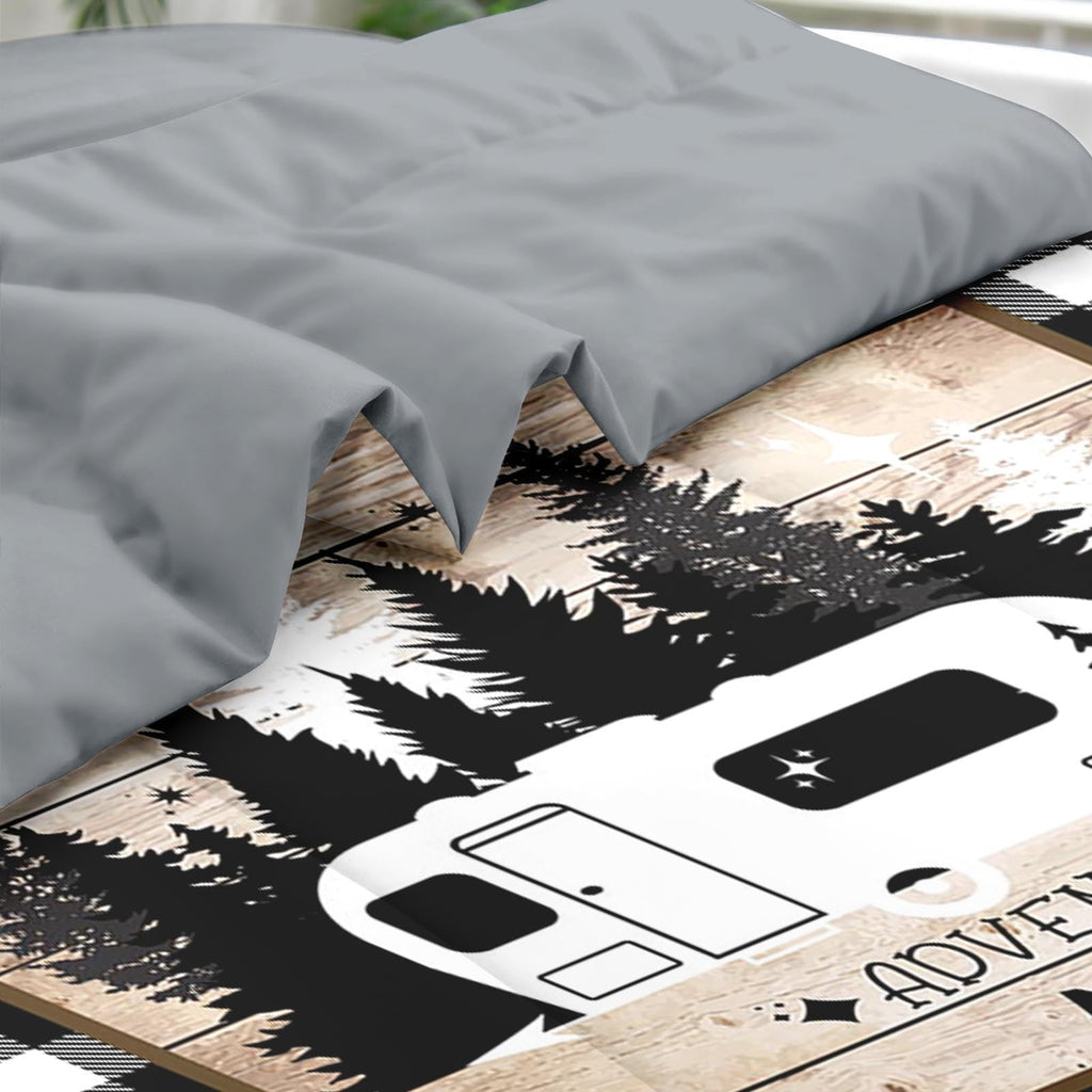 Pamnest Comforter Set Queen Size, Camper Rv Camping 7 Pcs Bedding for Kids and Adults, Car Bed Sheet Sets with Fitted Sheet 2 Pillowcases & 2 Shams for Bedroom Bed Decor