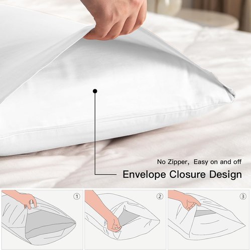 Deep Dream 100% Cotton Pillow Cases - Queen Size Set of 2 | 600 Thread Count, White, 20x30 Inches