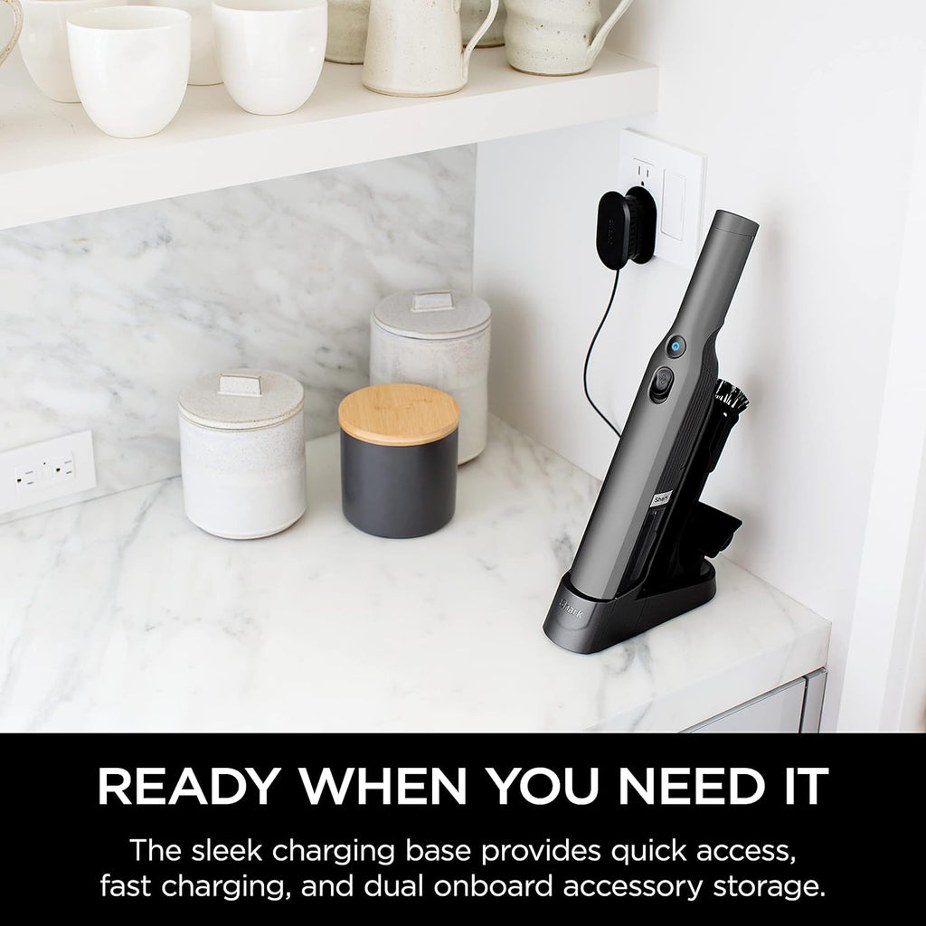 Shark WV201 WANDVAC Handheld Vacuum - Lightweight 1.4 lbs with Powerful Suction & Charging Dock | Graphite Slate