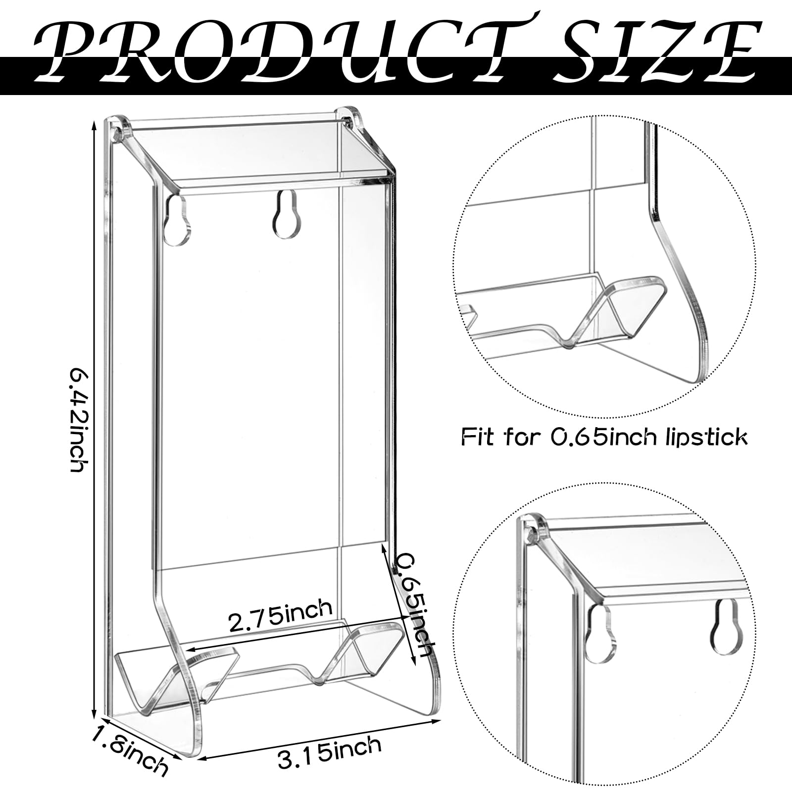 Weysat 2 Pcs Clear Acrylic Lip Balm Dispenser Organizer Holder for Lip Balm Containers Freestanding Counter Display Retail Stand for Lipsticks Glosses (Single Slot)