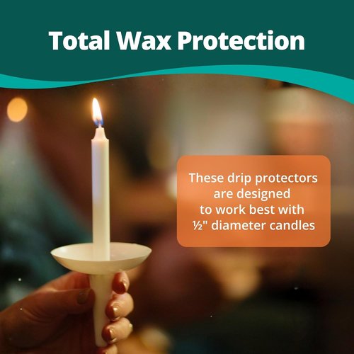 Concordia Supply Candle Drip Protectors - Easy-To-Hold White Plastic Holders | 4.25" x 1/2" | Set of 100