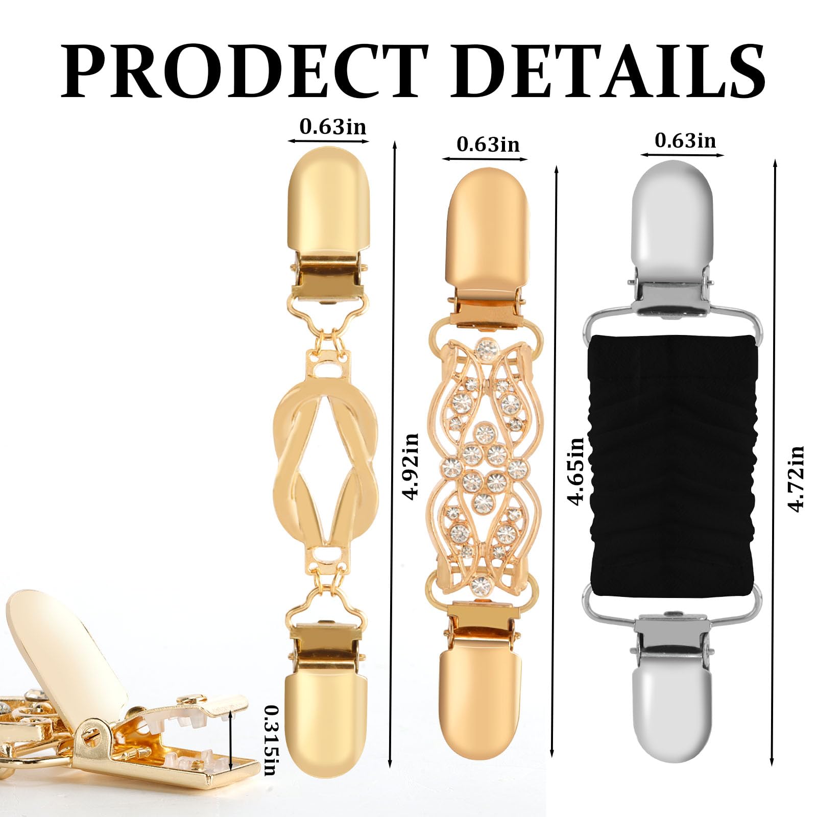 Chanaco 6Pcs Cinch Clips Vintage Dress Clip Back Cinch Set Retro Waist Cincher Sweater Clip for Cardigans Shawl Shirt Scarf Shirt Clips for Women to Tighten