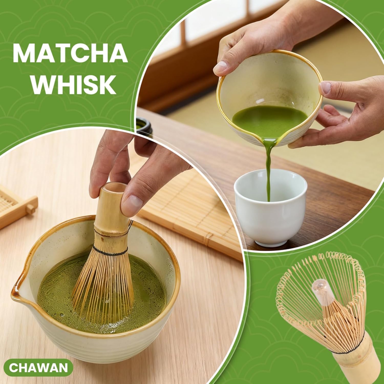 Skiennix 7-Piece Matcha Set - Japanese Matcha Kit with Ceramic Bowl, Whisk, Sifter & More