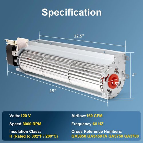 Desa Fireplace Blower Replacement - High-Performance Fan for GA3650, GA3750 Models | Compatible with FMI, Vanguard, Vexar