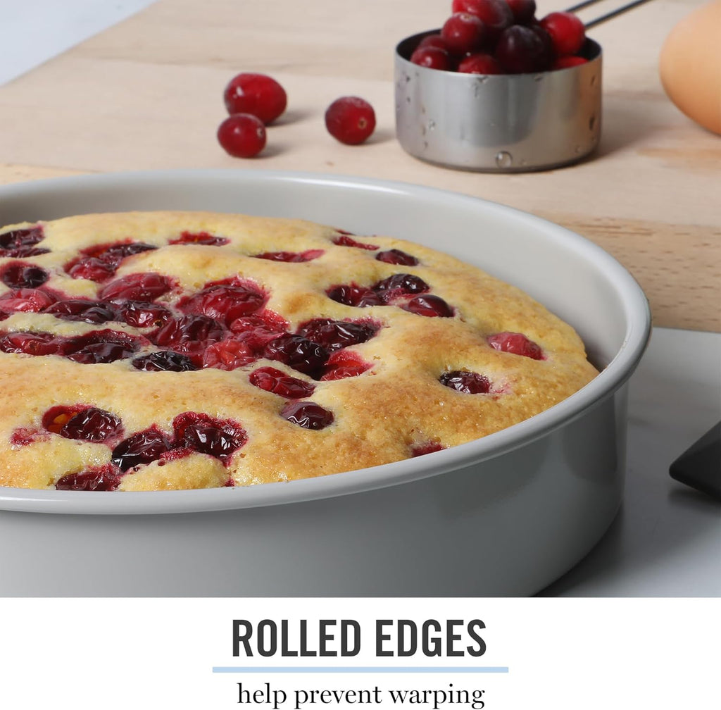 Martha Stewart Gallen 8-Inch Round Nonstick Cake Pan - Durable Carbon Steel for Even Baking & Easy Release