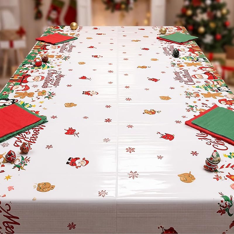 Christmas Tablecloth 108 x 54 Inch 3 Pack - Long Rectangular Table Covers