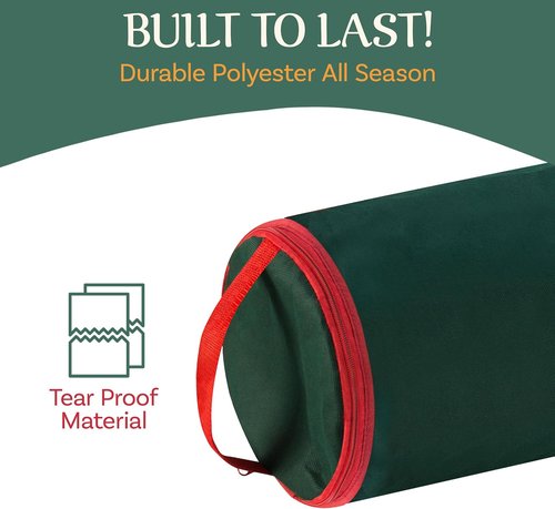 Elf Stor Wrapping Paper Storage Bags - Durable Zippered Canvas Totes for 40-Inch Rolls | Set of 2 (Green)
