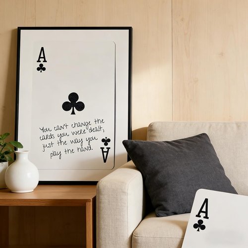 GEFQBBLD Funny Lucky Ace Poker Wall Art - Trendy Black & White Canvas Print | 8x10in Framed Decor