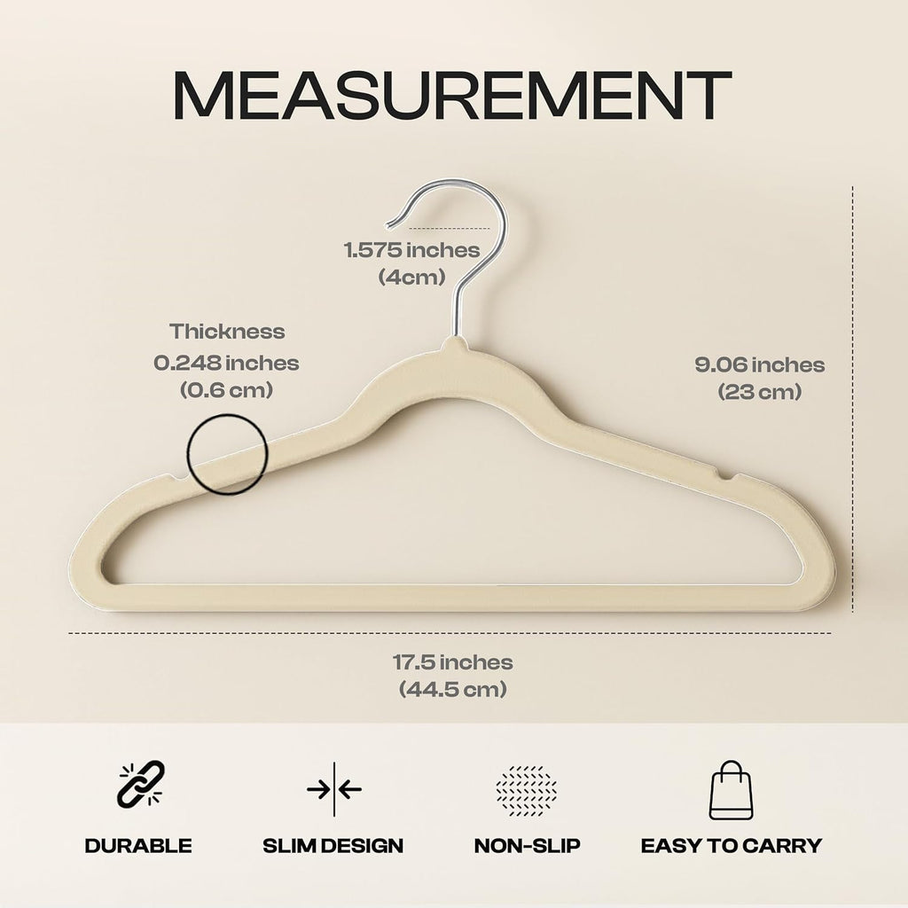 Utopia Home Velvet Hangers 50 Pack - Non-Slip Suit Hangers with 360° Rotatable Hook | Ivory