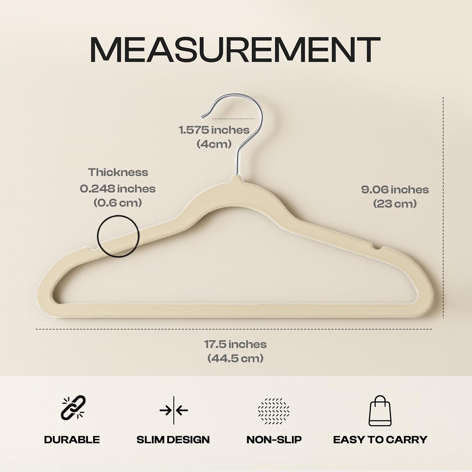 Utopia Home Velvet Hangers 50 Pack - Non-Slip Suit Hangers with 360° Rotatable Hook | Ivory