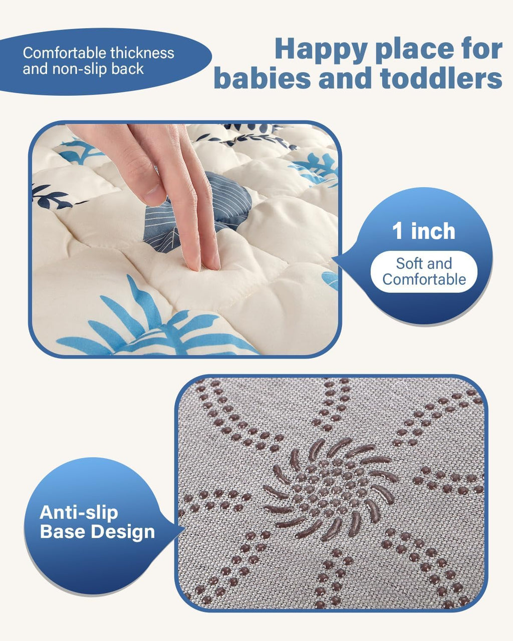 Skiennix Baby Play Mat - Thickened Non-Slip Floor Mat | 50x50 Portable Foldable Design for Crawling Babies