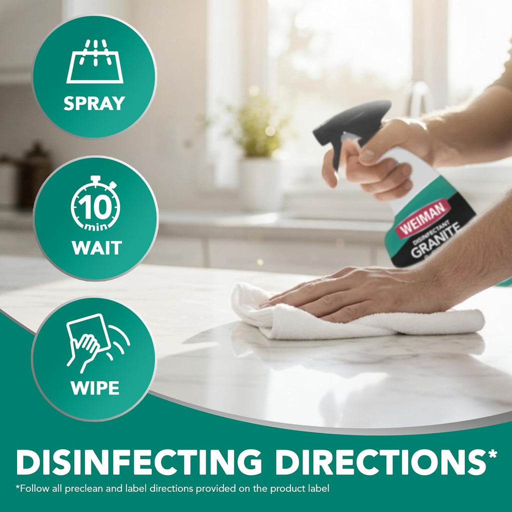 Weiman Disinfecting Granite Cleaner & Polish - Value Pack with 24 oz Spray & 64 oz Refill