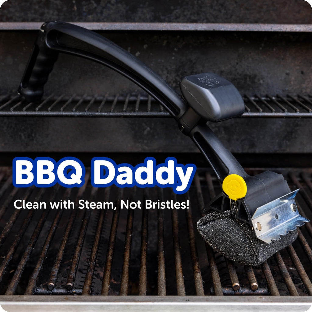 Scrub Daddy BBQ Daddy Grill Cleaner Kit - Bristle-Free Brush & 2 Steel Scour Sponges | Built-In Scraper