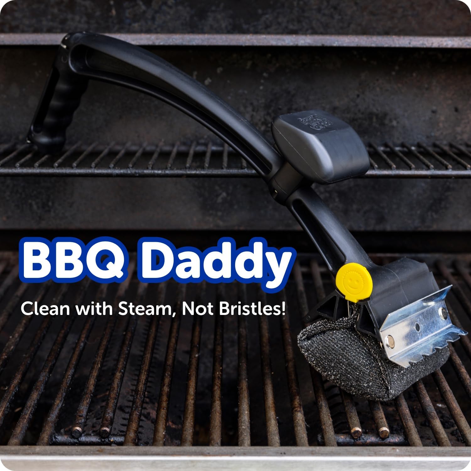 Scrub Daddy BBQ Daddy Grill Cleaner Kit - Bristle-Free Brush & 2 Steel Scour Sponges | Built-In Scraper