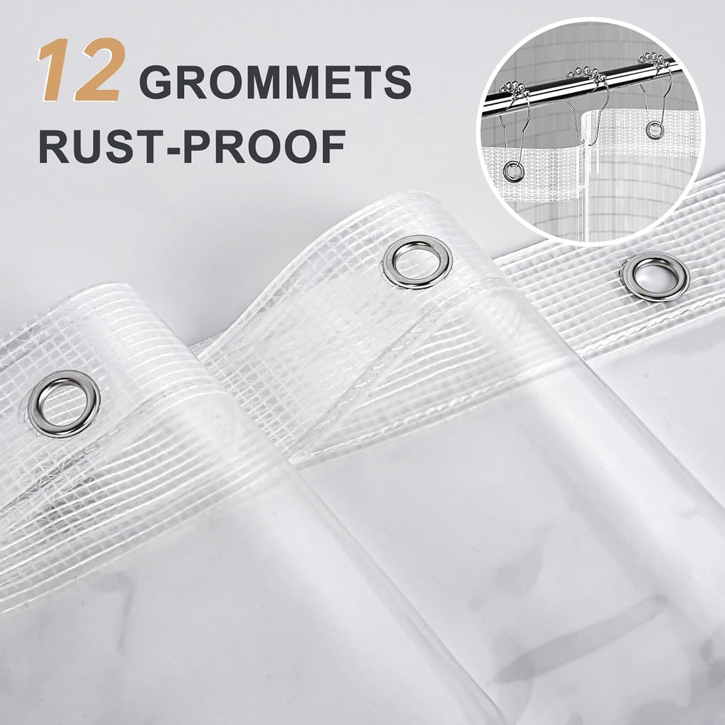 AmazerBath Heavy Duty Shower Curtain Liner - 12 Gauge Clear 72 x 72 Inches with 3 Stones & 12 Grommets
