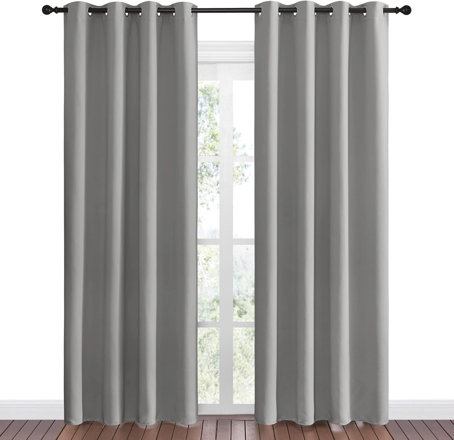 NICETOWN Silver Grey Room Darkening Curtain Panels - 86" Long | Heat-Blocking Drapes for RV & Studio (55" Width, 2 Panels)