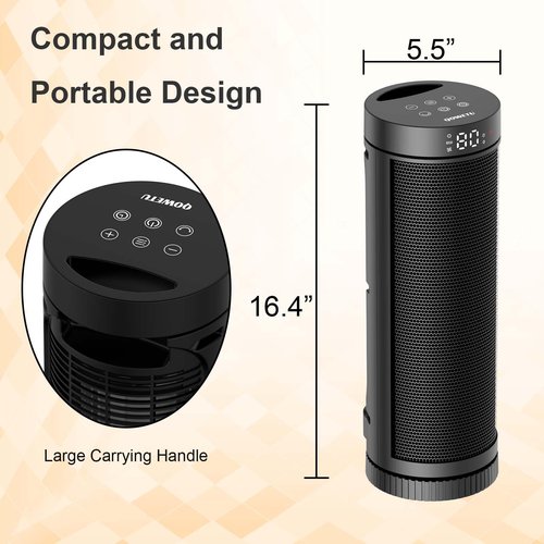 Space Heater for Indoor Use - 17 inches 1500W Electric Heaters with Thermostat, 70° Oscillation, 5 Modes, Remote, 12H Timer, Quiet Portable Heater for Office, Bedroom, Large Room