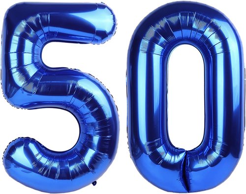 50 Balloons | Foil 40 Inch Dark Blue 50th Birthday Decoration for Men & Women