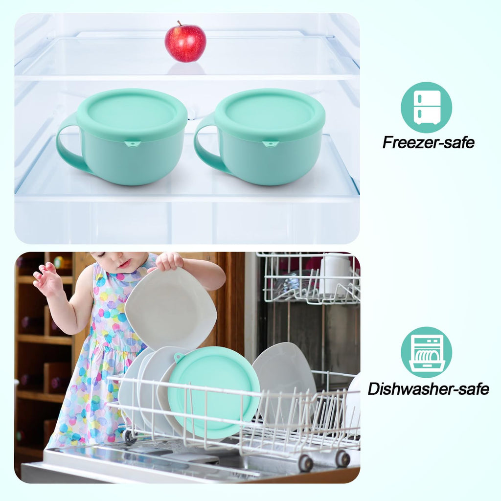 2pcs Silicone Lid for Dash My Mug, 5.9in BPA-Free Silicone Bowl Covers Storage Lid Replacement for Dash Ice Cream Maker Mug (Light Green)