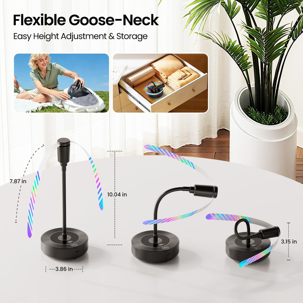 TriPole Fly Fans for Tables, 2000mAh Rechargeable Battery Operated Food Fan Lasts 20 Hrs with LED Display, Portable Fly Table Fan Indoor Outdoor for Picnic, Party, BBQ, Kitchen, Patio, 4 Pack