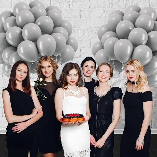 Gray Balloons - 12-Inch Grey Latex Party Balloons | 50pcs for Birthday, Baby Shower & Wedding Decor