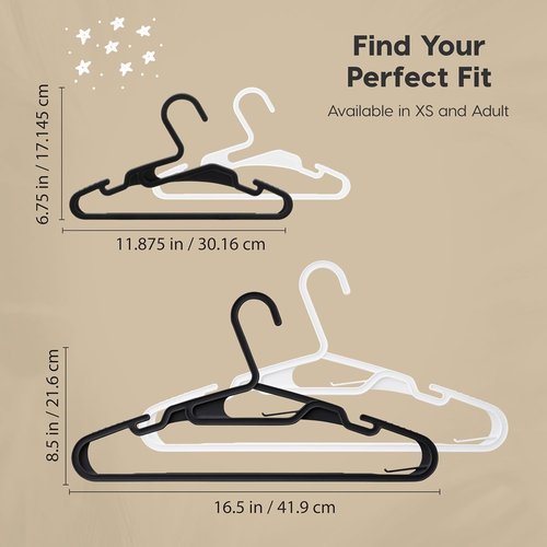 IRIS USA Lightweight Plastic Clothes Hangers - 50 Pack with Shoulder Grooves & Accessory Hooks | White