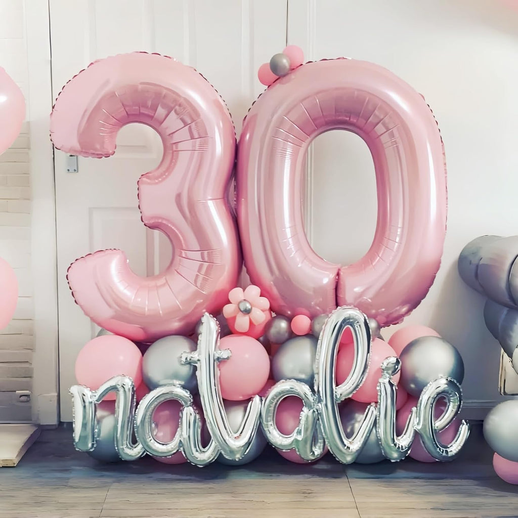 Skiennix 40" Pastel Pink Number 0 Balloon - Large Foil Birthday Decoration for Girls & Women