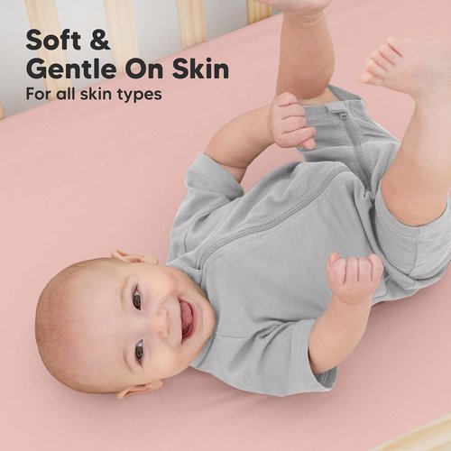 KeaBabies Organic Crib Sheets - 2-Pack Fitted Jersey Cotton for Boys & Girls | Soft & Breathable (Rose, 52x28)